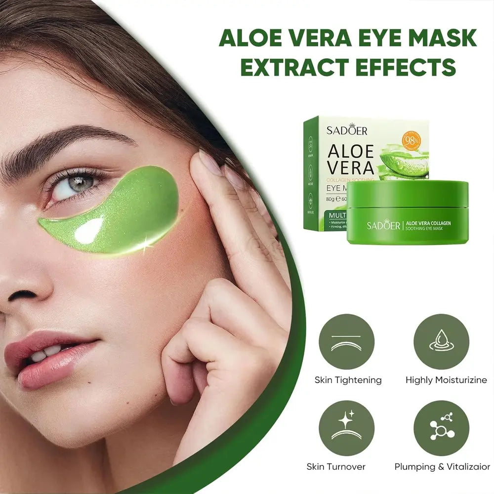 4-In-1 Aloe Vera Collagen Eye Treatment Mask, Eye Bag Remover - Rich in Collagen, Glycerin, This Long-Lasting Moisturizing Formula Reduces Eye Bags, Dark Circles, Fine Lines, and Puffiness. under Eye Patches